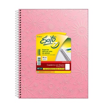 Cuaderno Éxito 21 x 27 Nº 7 forrado rosa tapa dura 60 hojas rayado espiral