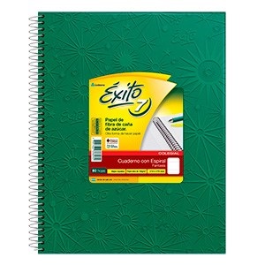 Cuaderno 21 x 27 Éxito Nº 7 forrado verde tapa dura 100 hojas rayado espiral