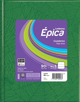 Cuaderno epica araña tapa dura 48 hojas rayado verde