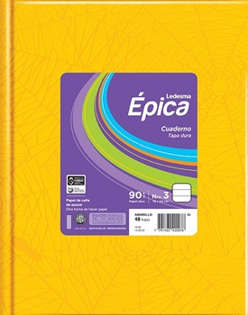 Cuaderno epica Nº 3 araña tapa dura 48 hojas rayado amarillo