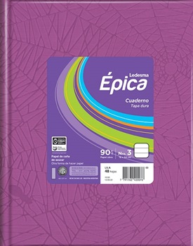 Cuaderno epica Nº 3 araña tapa dura 48 hojas rayado lila