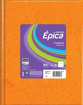 Cuaderno epica Nº 3 araña tapa dura 48 hojas rayado naranja
