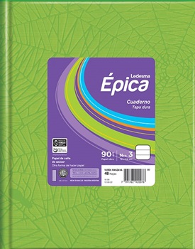 Cuaderno epica Nº 3 araña tapa dura 48 hojas rayado verde manzana