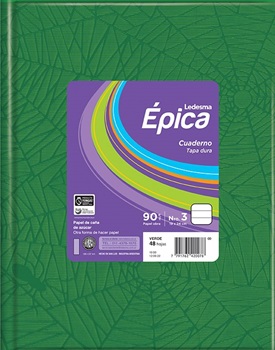 Cuaderno epica Nº 3 araña tapa dura 48 hojas rayado verde