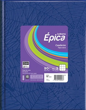 Cuaderno epica Nº 3 araña tapa dura 48 hojas cuadriculado azul