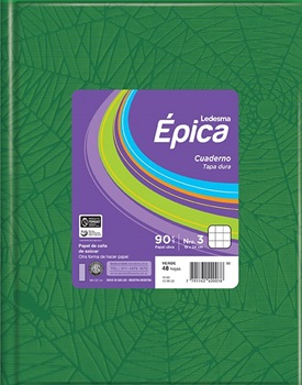 Cuaderno epica Nº 3 araña tapa dura 48 hojas cuadriculado verde