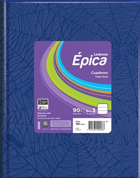 Cuaderno epica Nº 3 araña tapa dura 100 hojas rayado azul