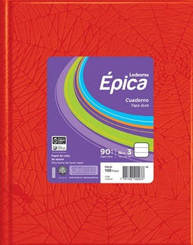 Cuaderno epica Nº 3 araña tapa dura 100 hojas rayado rojo