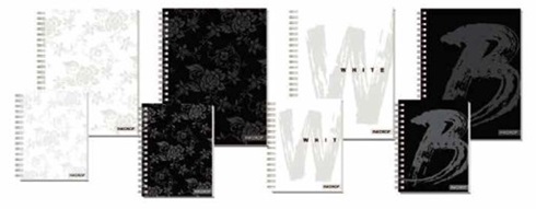 Cuaderno 16 x 21 A5 tapa dura 100 hojas rayado espiral black & white