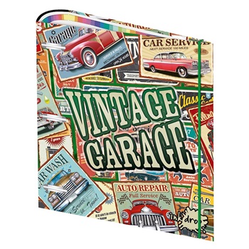 Carpeta 3 anillos redondos 40 mm cartoné con rado vintage garage