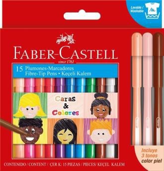 Marcador Faber-castell caras y colores x 12 + 3