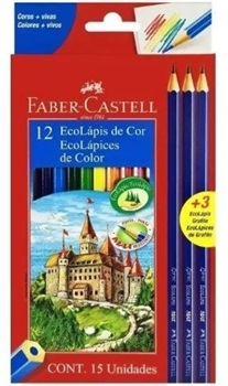 Lapices de colores Faber-castell ecolapiz x 12+3 grafito