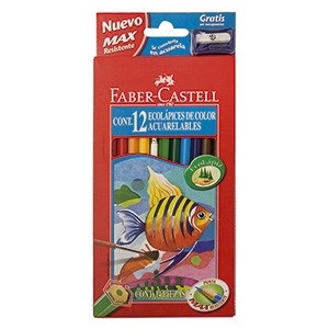 Lapices de colores Faber-castell ecolapiz acuarel x 12 largo caja cartón