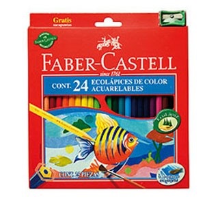 Lapices de colores Faber-castell ecolapiz acuarel x 24 largo caja cartón