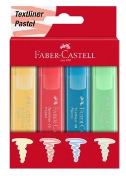Resaltador Faber-Castell tl46 pastel estuche x4 (vainilla, durazno, celeste y verde)