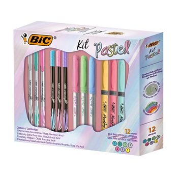 Kit marcadores tonos Pastel Bic x 12 unidades