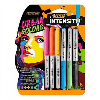 Kit marcadores urban colors Bic intensity x 6 unidades