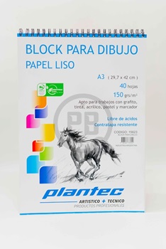 Block Plantec db/esp A3 x 40 hs liso 150 gramos para dibujo