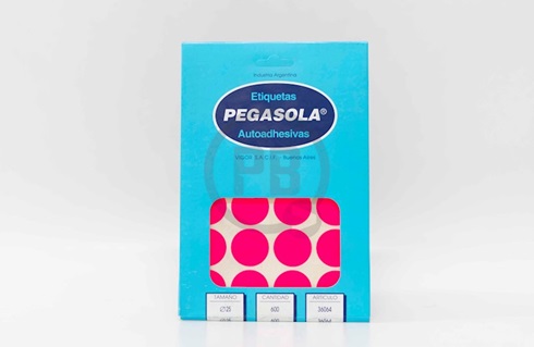Etiqueta Pegasola fluo redonda 25 mm magenta