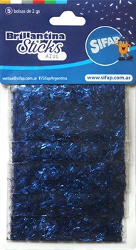 Brillantina gibre Sifap stick con flecos azul x 5 sob