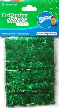 Brillantina gibre Sifap stick con flecos verde x 5 sob