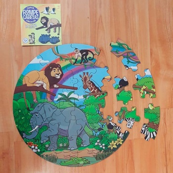 Puzzle Barco de Papel circular de madera selva x2