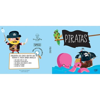 Puzzle + libro en caja redonda piratas 30 pcs 62 x 45 cm