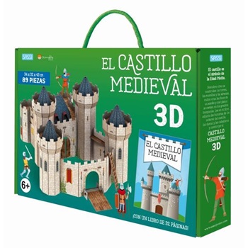 Puzzle maqueta 3D + libro castillo medieval 34 x 32x43 cm 89 pcs