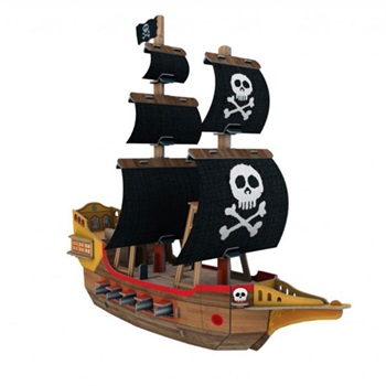 Puzzle maqueta 3D + libro barco pirata 38 x 16x6 cm 76 pcs