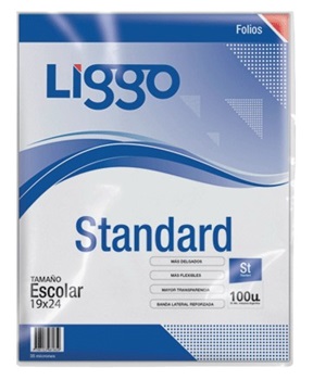 Folio Liggo standard pp 30 mic escolar x 100u