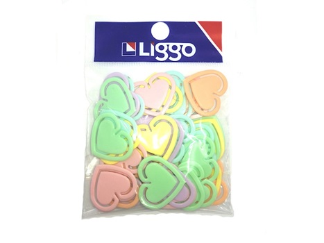 Broches clips Liggo corazon bolsa x50 Pastel