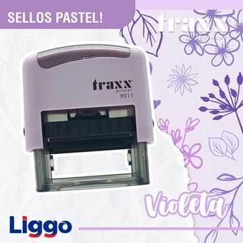 Sello automático Traxx 14 x 38 mm violeta Pastel