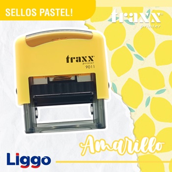 Sello automático Traxx 14 x 38 mm amarillo Pastel