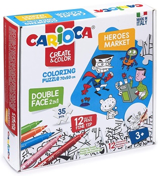 Puzzle Carioca para colorear heroes + 12 marcadores