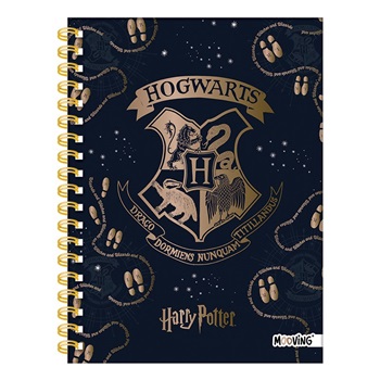 Cuaderno 16 x 21 Mooving tapa dura 80 hs espiral rayado Harry potter