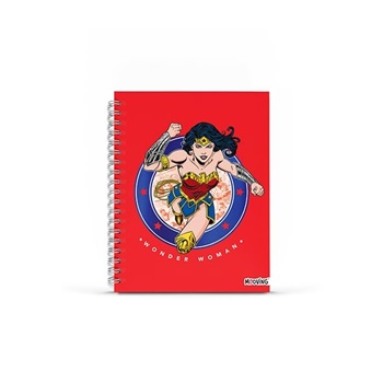 Cuaderno 16 x 21 Mooving tapa dura 80 hs espiral rayado Wonder woman
