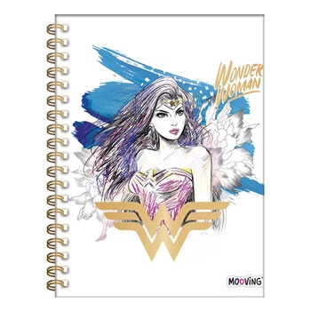 Cuaderno 16 x 21 tapa dura 80 hs espiral rayado Wonder woman