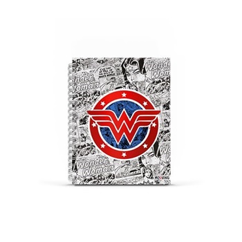 Cuaderno 16 x 21 Mooving tapa dura 80 hs espiral rayado Wonder woman