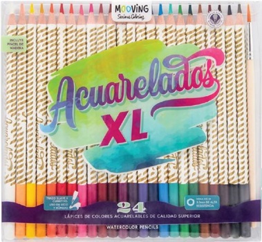 Lapices de colores Mooving coloring x 24 largos acuarelables