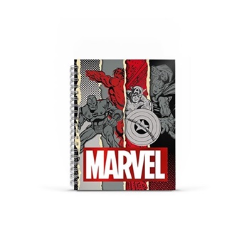 Cuaderno 16 x 21 tapa dura 80 hs espiral rayado Marvel