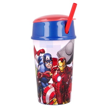 Vaso plástico con porta cereal Avengers art:sp755