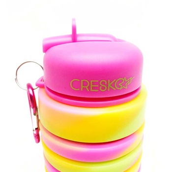 Botella de silicona Cresko 500 ml amarillo y rosa ARTck007